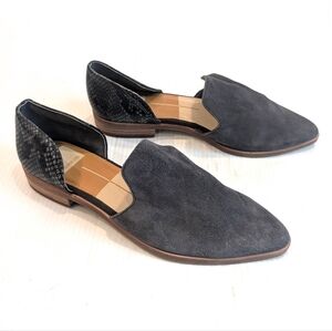 DOLCE VITA Kelsa Gray Suede And Snakeskin Leather D'orsay Flats Size 8.5